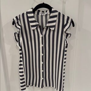 BB Dakota Navy and White Sleeveless Button Down Shirt